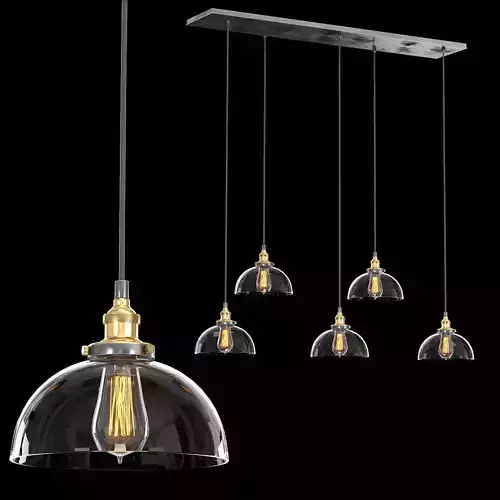 FACTORY FILAMENT CLEAR GLASS DOME RECTANGULAR PENDANT