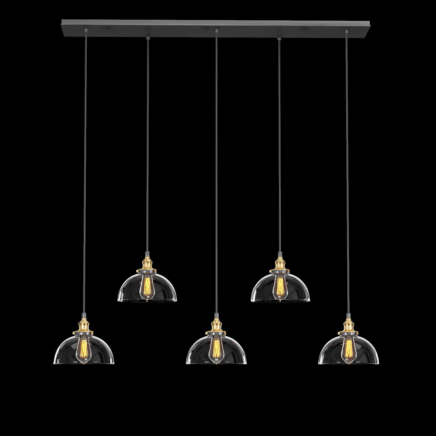 FACTORY FILAMENT CLEAR GLASS DOME RECTANGULAR PENDANT 3D model_2