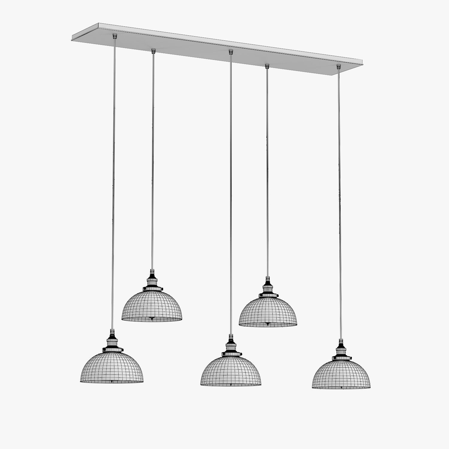 FACTORY FILAMENT CLEAR GLASS DOME RECTANGULAR PENDANT 3D model_4