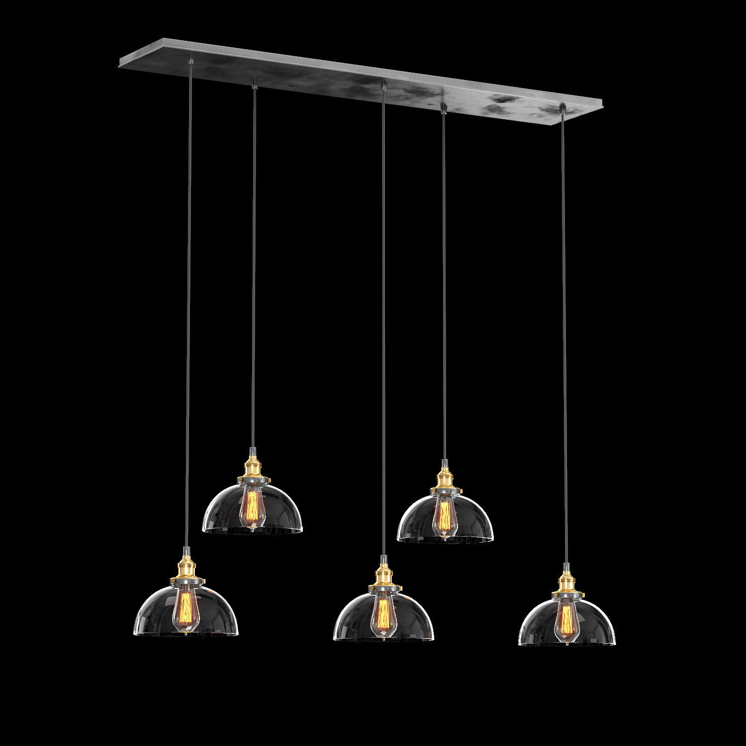 FACTORY FILAMENT CLEAR GLASS DOME RECTANGULAR PENDANT 3D model_3