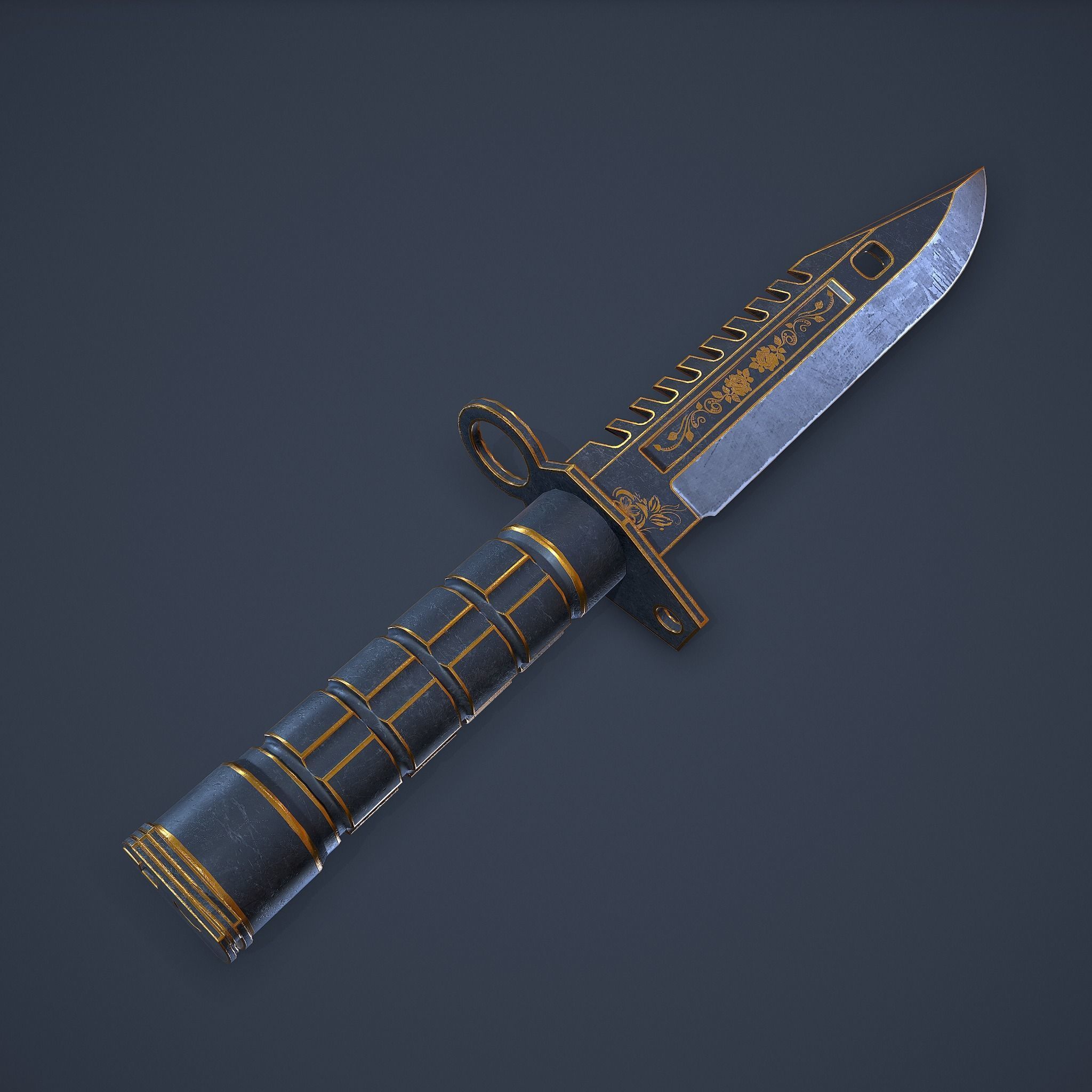 M9-Bayonet knife Low-poly 3D model_25