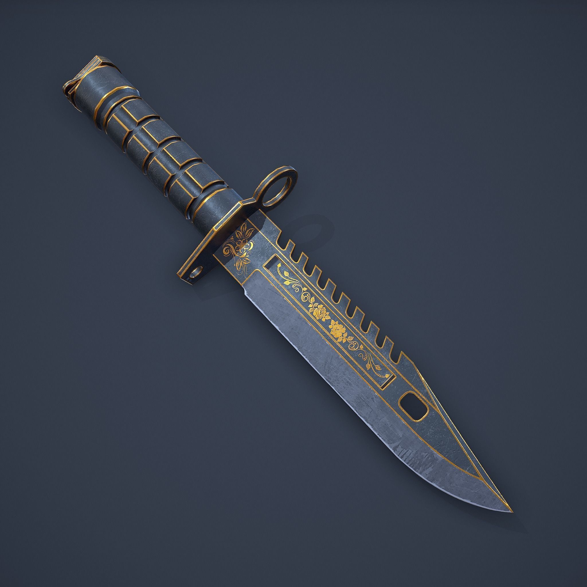 M9-Bayonet knife Low-poly 3D model_24
