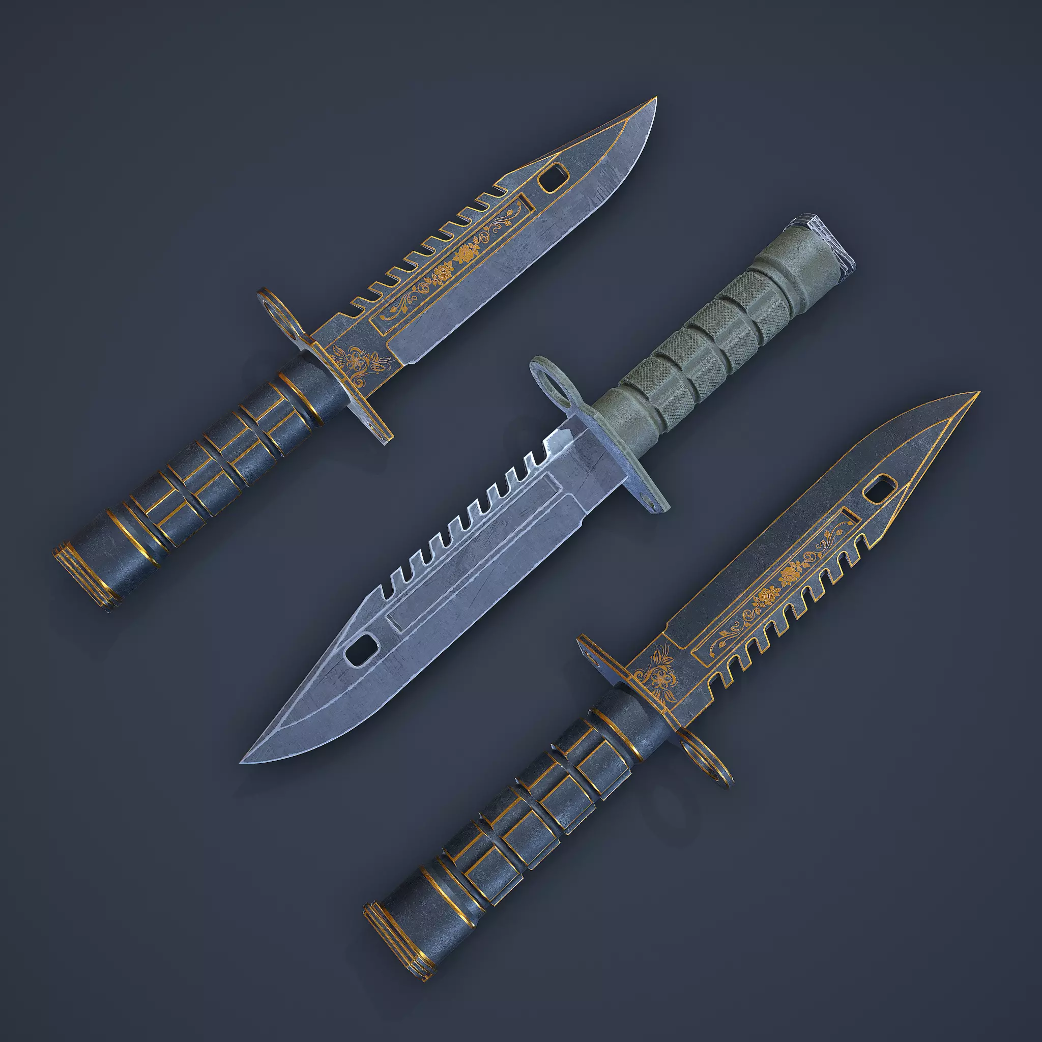 M9-Bayonet knife Low-poly 3D model_0