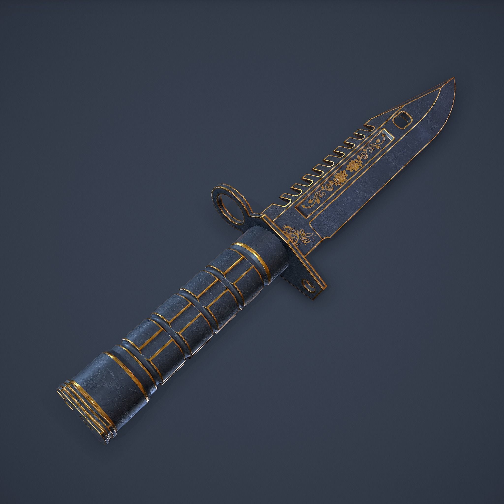 M9-Bayonet knife Low-poly 3D model_15