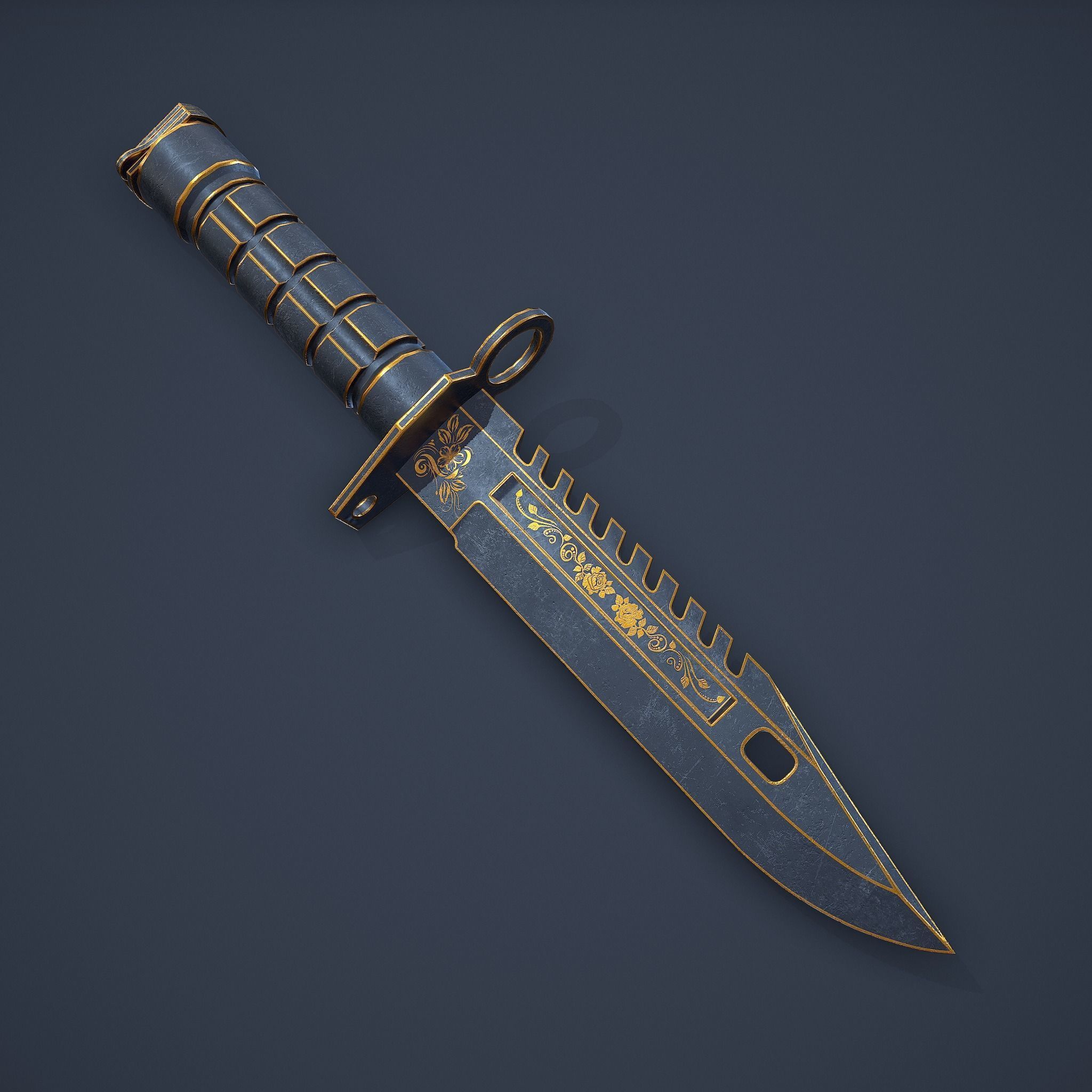 M9-Bayonet knife Low-poly 3D model_14