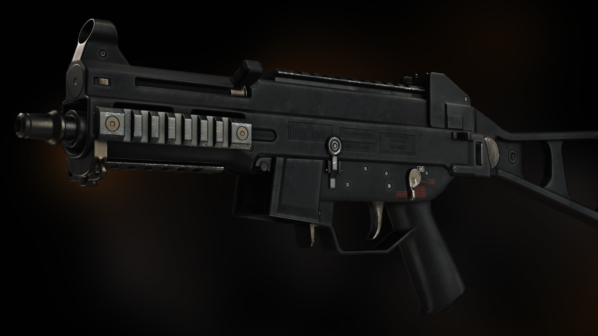 UMP 45 Submachine gun Gameready Low-poly 3D model_4