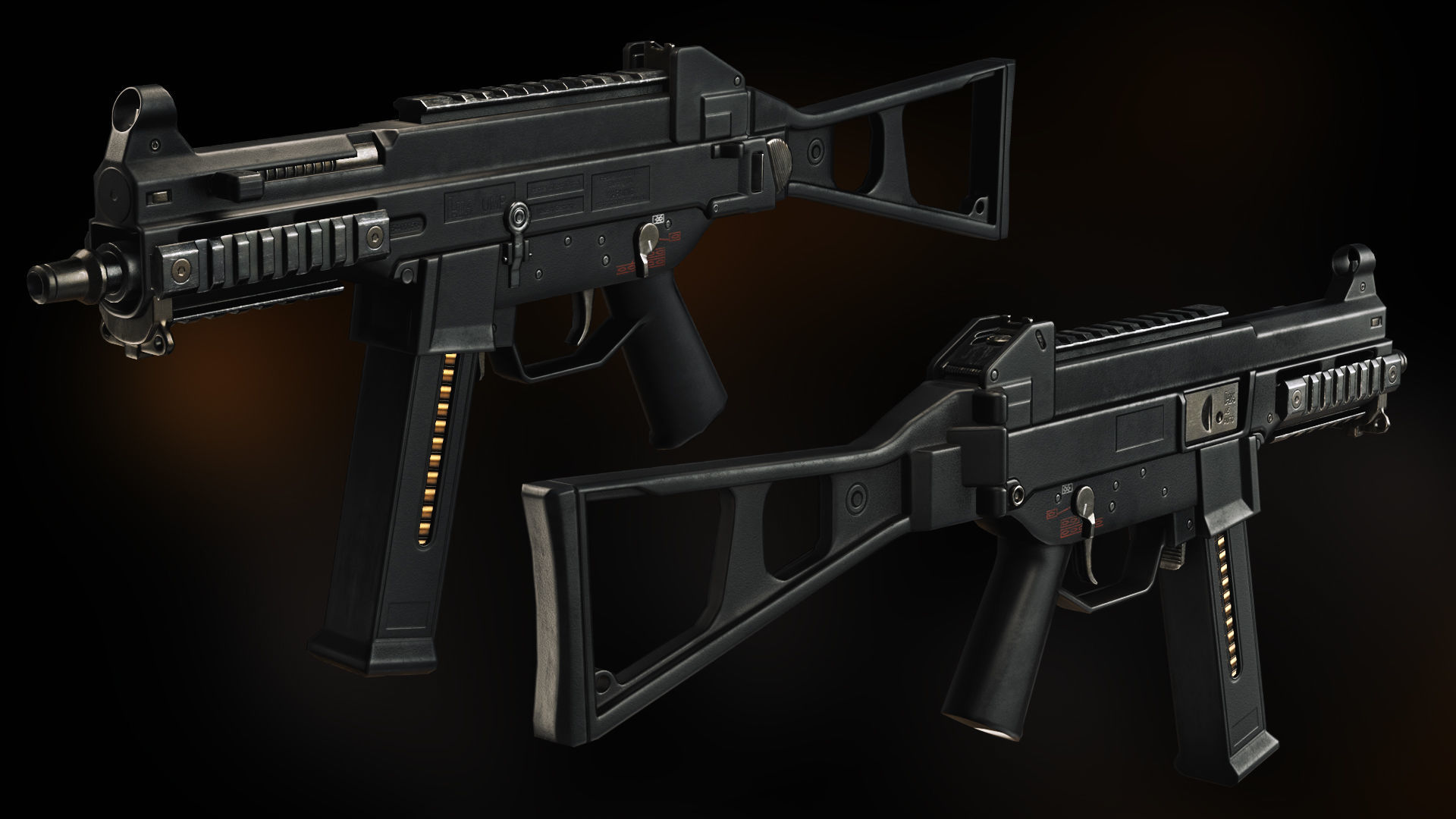 UMP 45 Submachine gun Gameready Low-poly 3D model_1