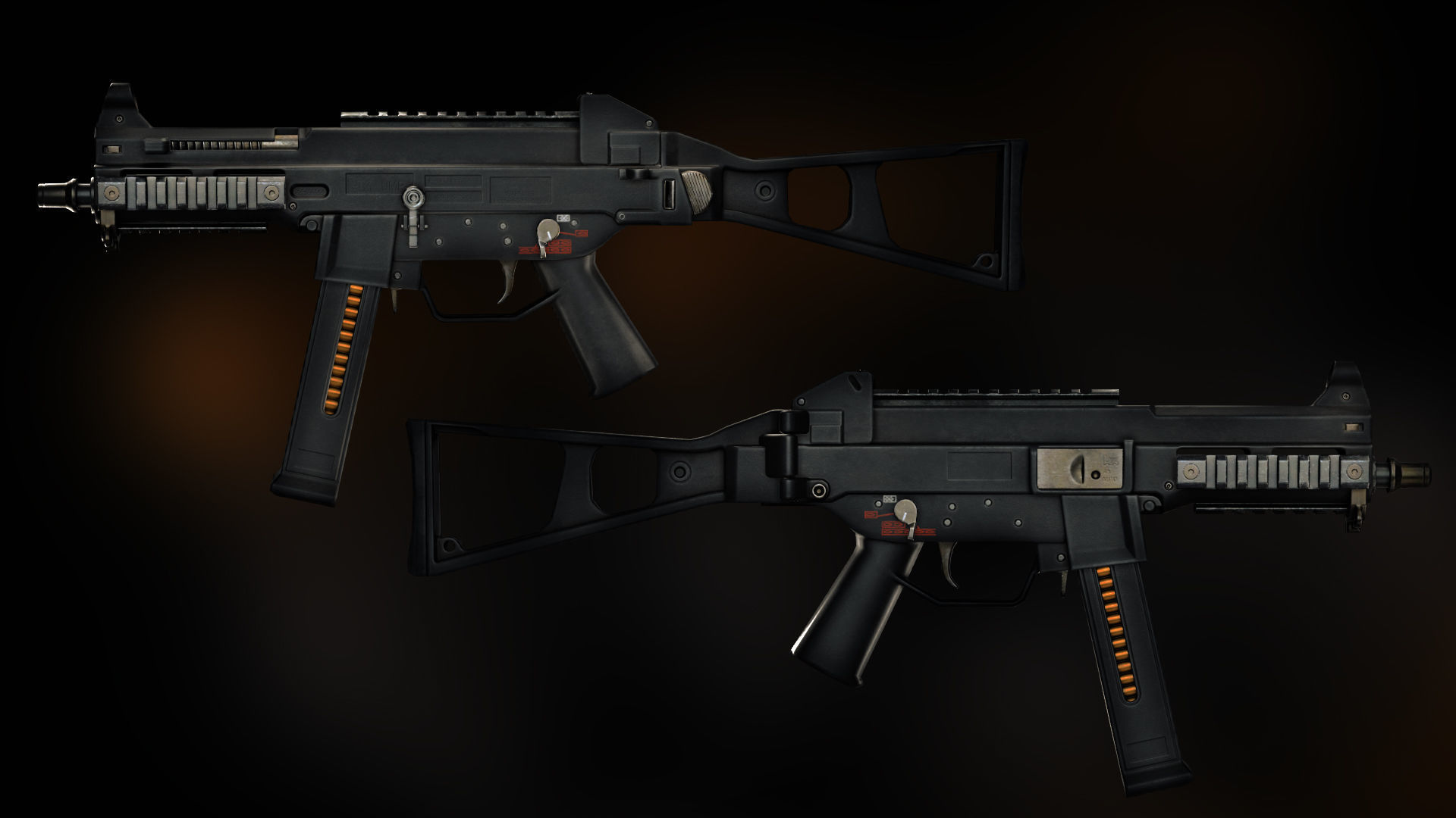 UMP 45 Submachine gun Gameready Low-poly 3D model_2