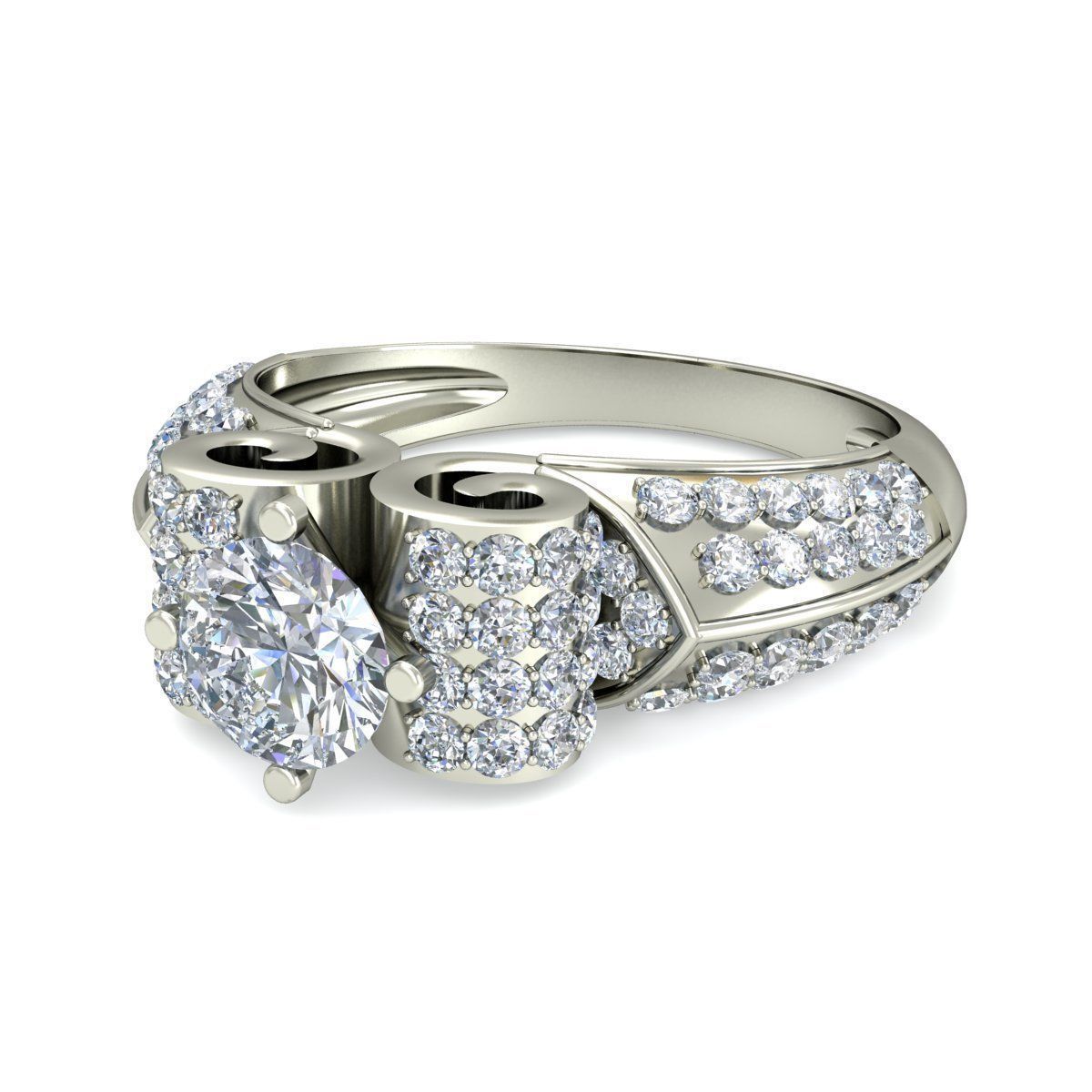 Women solitaire ring 3dm stl render detail 3D print model 3D print model_4