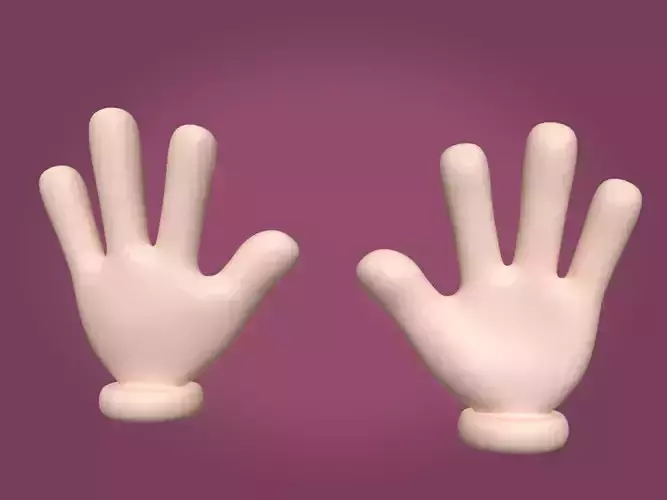 Cartoon Hand - Four Fingers Low-poly 3D model