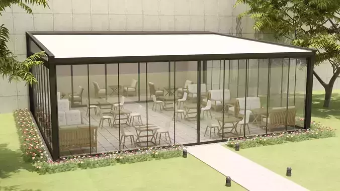 awning and sliding 3D model