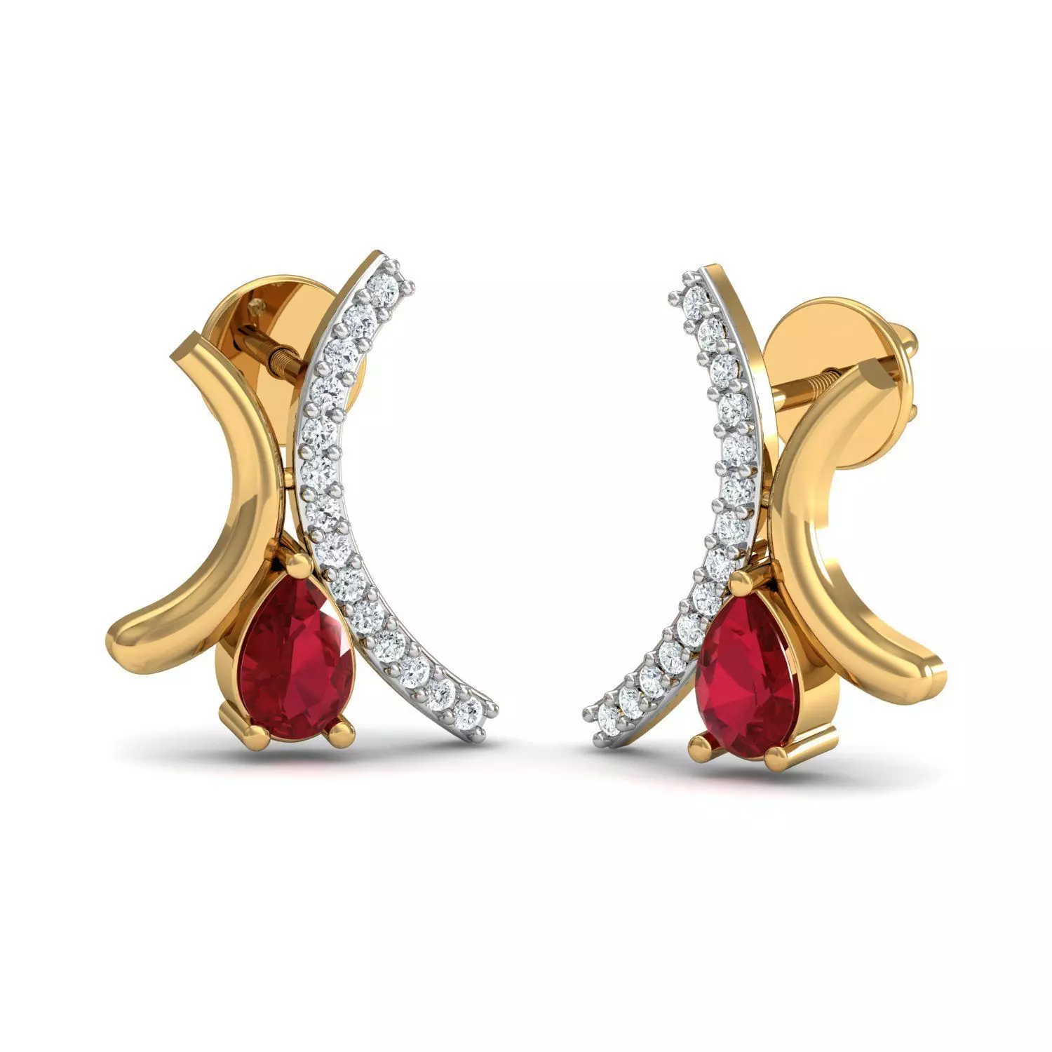 Ruby X Shaped Fashion Earring 3D print model
