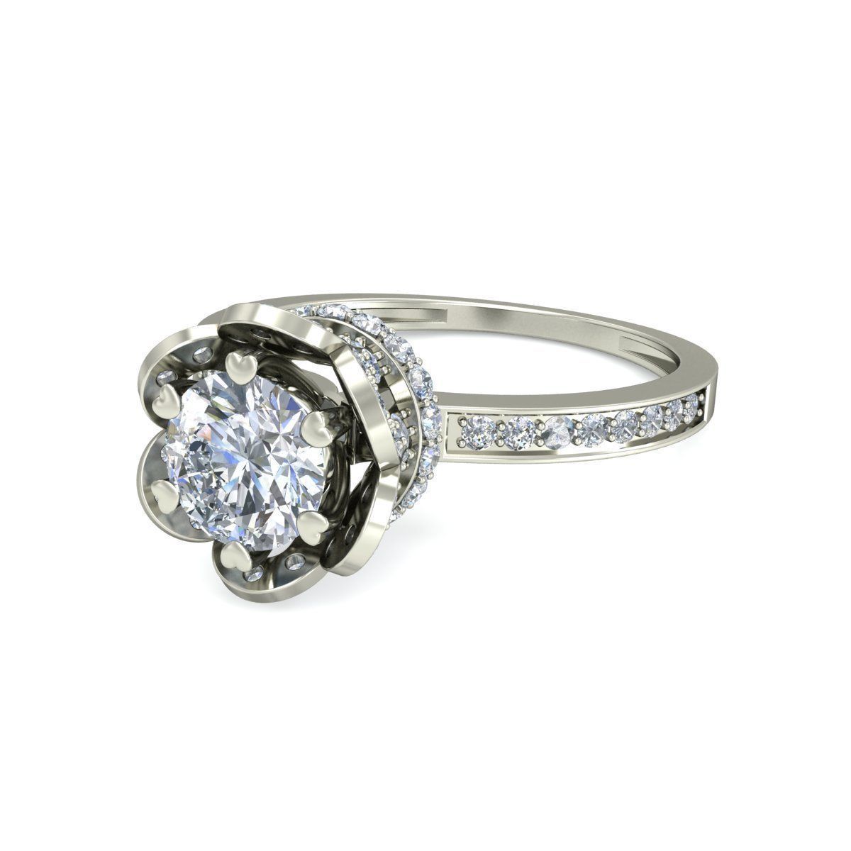 Women solitaire ring 3dm stl render detail 3D print model 3D print model_4