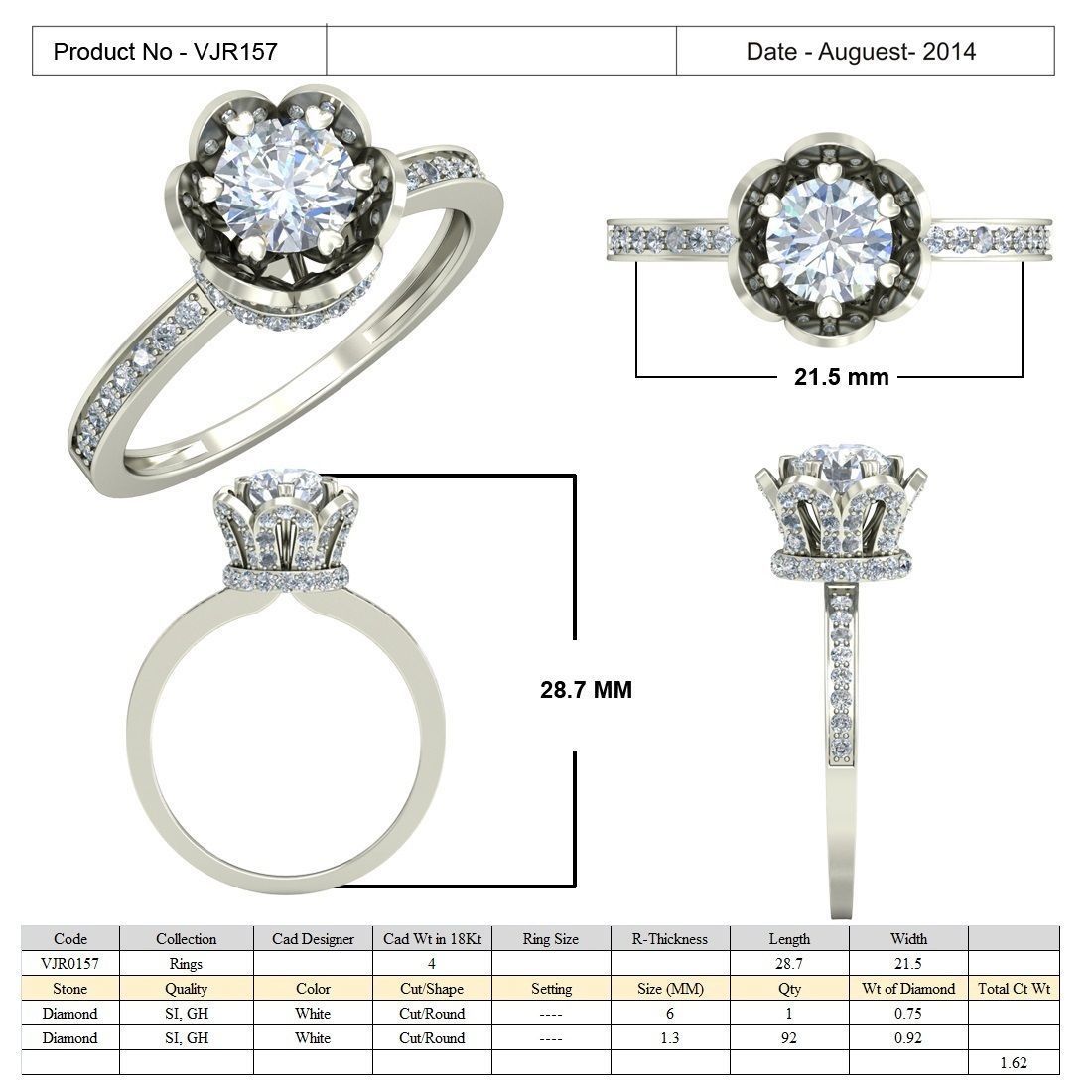 Women solitaire ring 3dm stl render detail 3D print model 3D print model_5