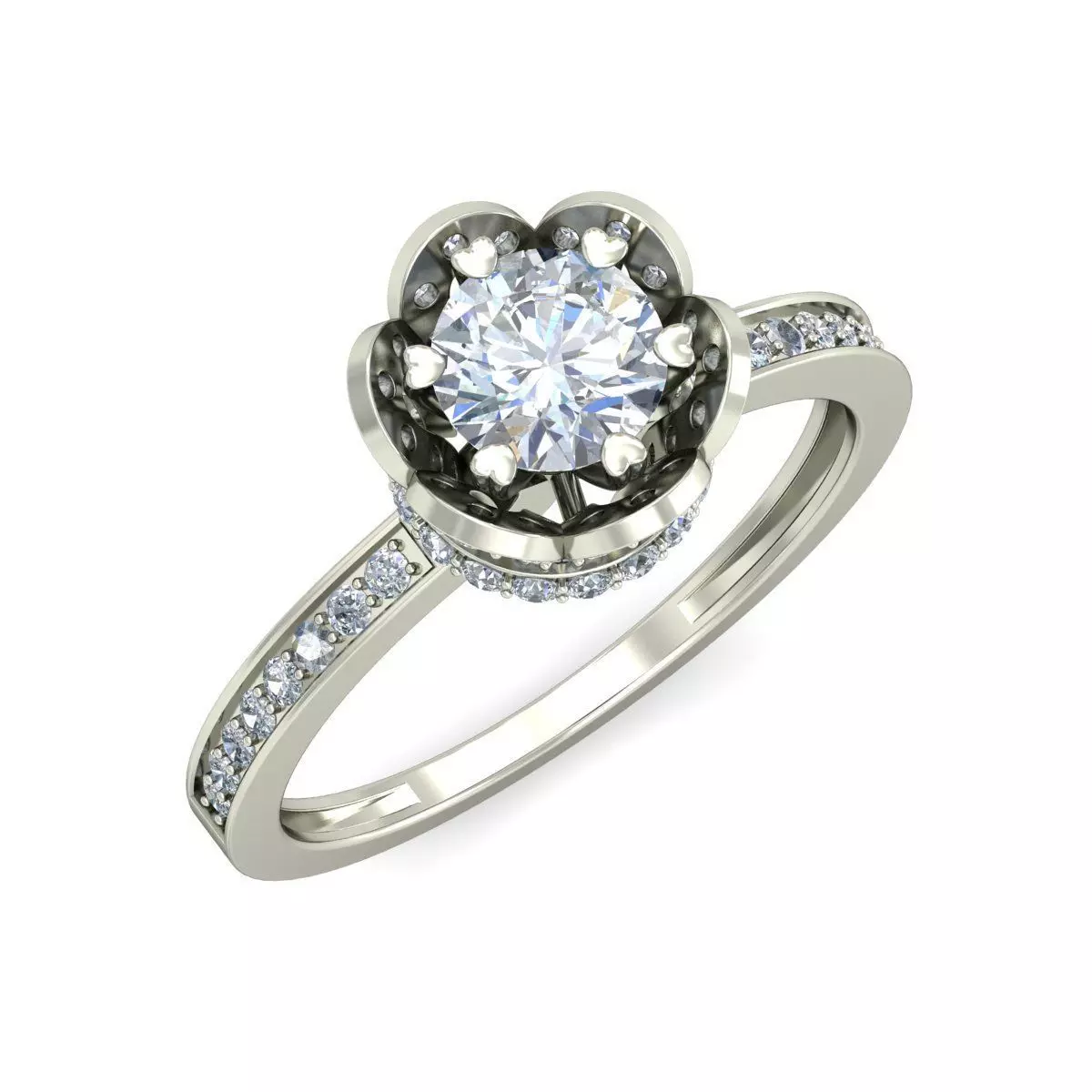 Women solitaire ring 3dm stl render detail 3D print model 3D print model_0