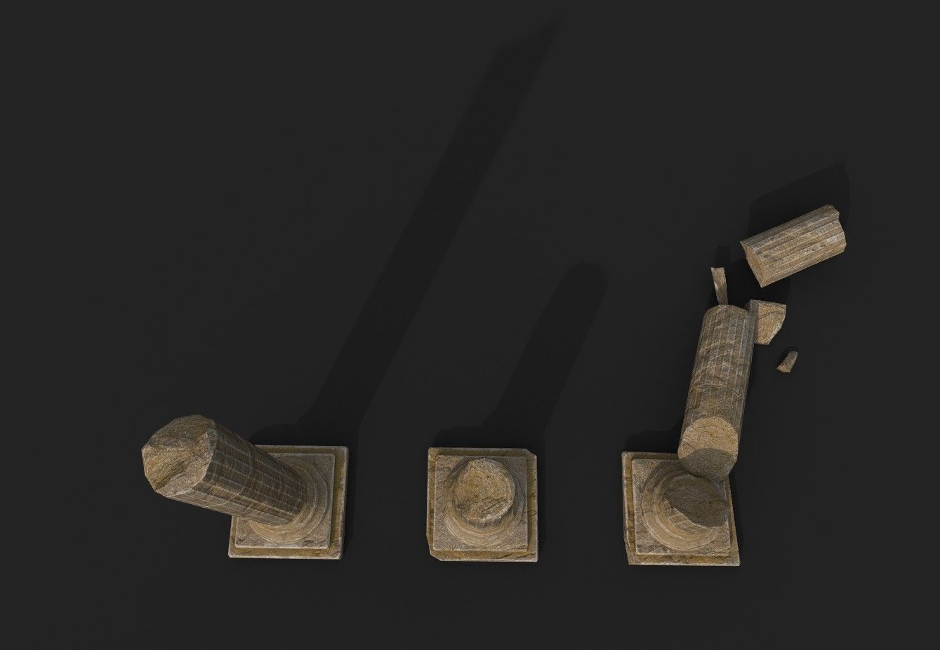 Broken Columns Set Low-poly 3D model_5