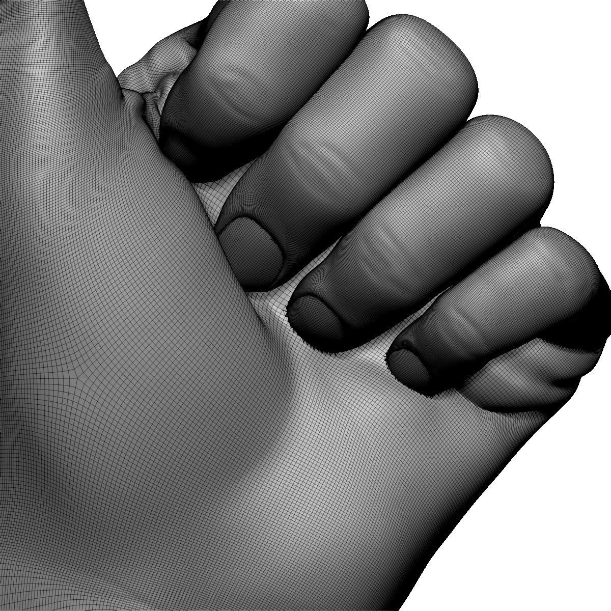 Thumb up hand sign gesture male bended 3D print model_7