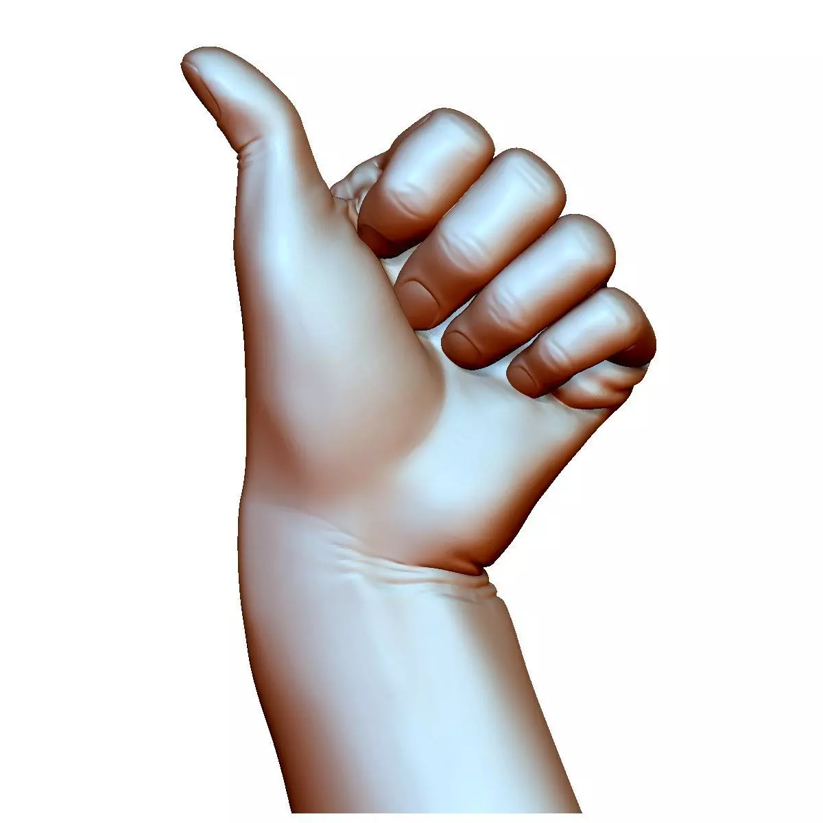 Thumb up hand sign gesture male bended 3D print model_0