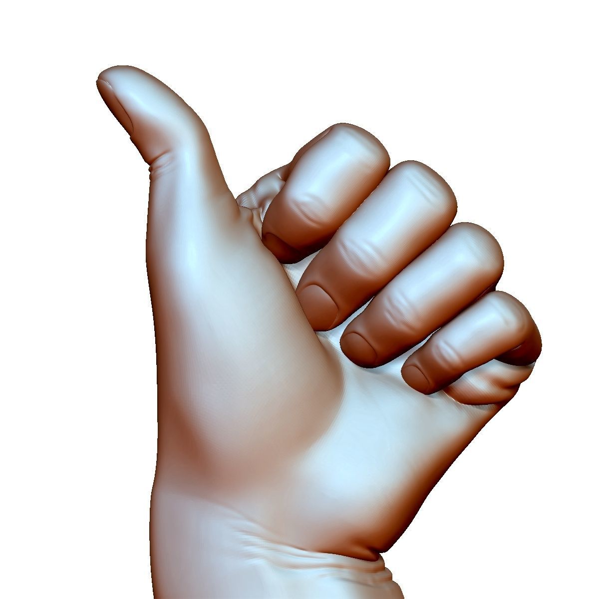 Thumb up hand sign gesture male bended 3D print model_5