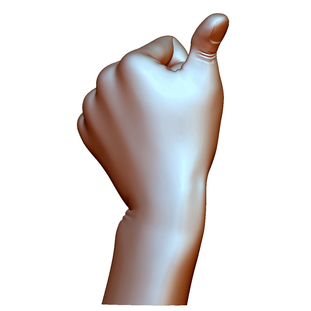 Thumb up hand sign gesture male bended 3D print model_4