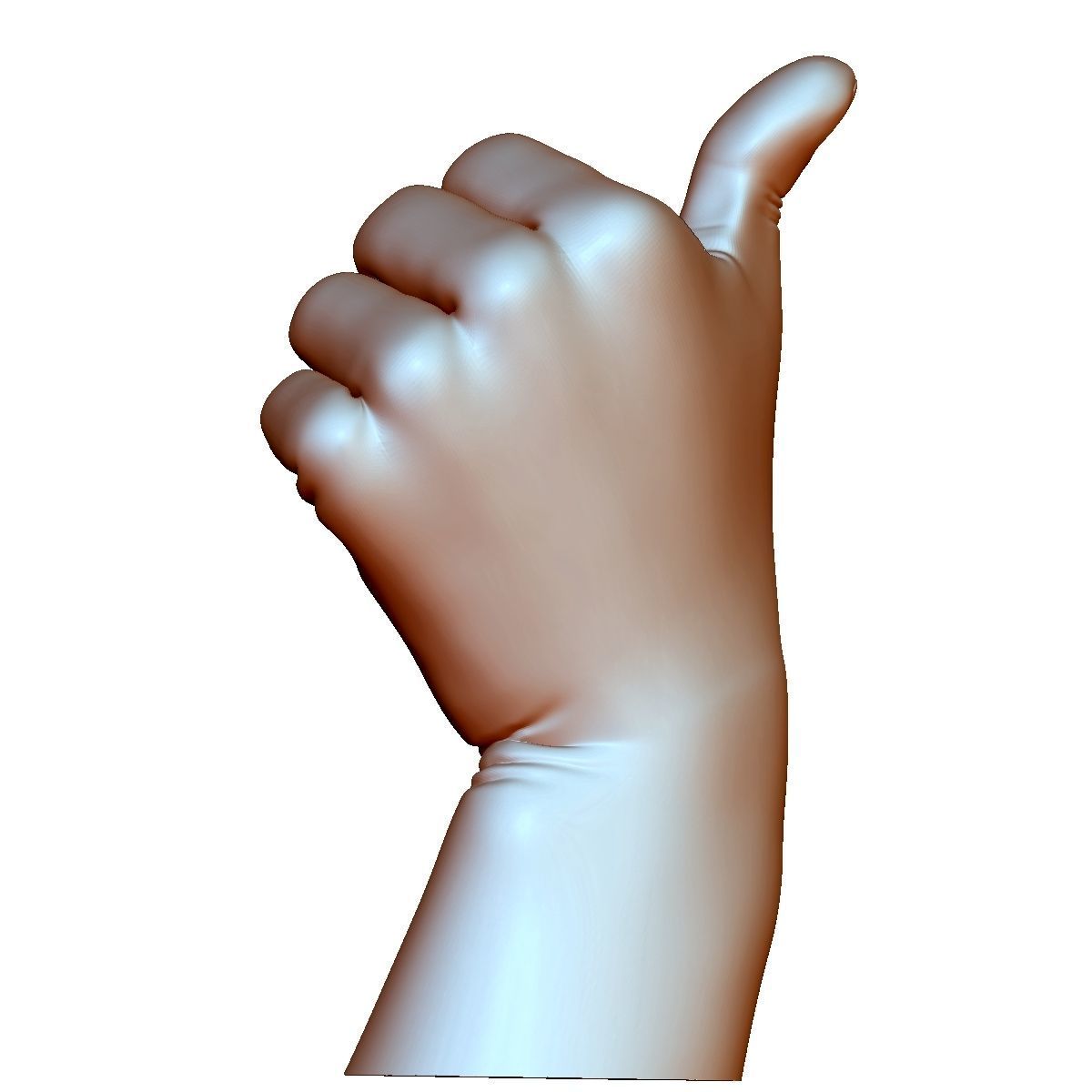 Thumb up hand sign gesture male bended 3D print model_3