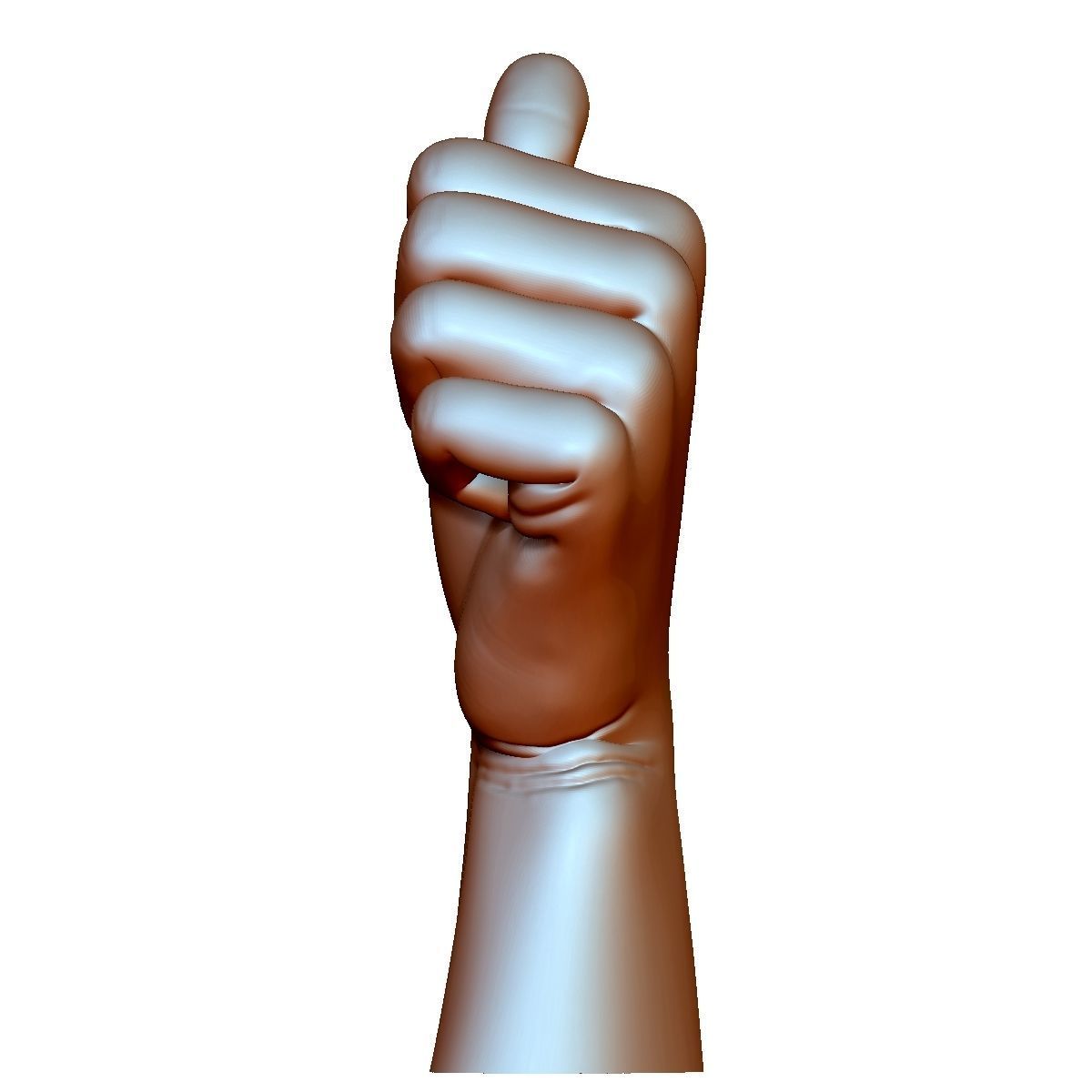 Thumb up hand sign gesture male bended 3D print model_2