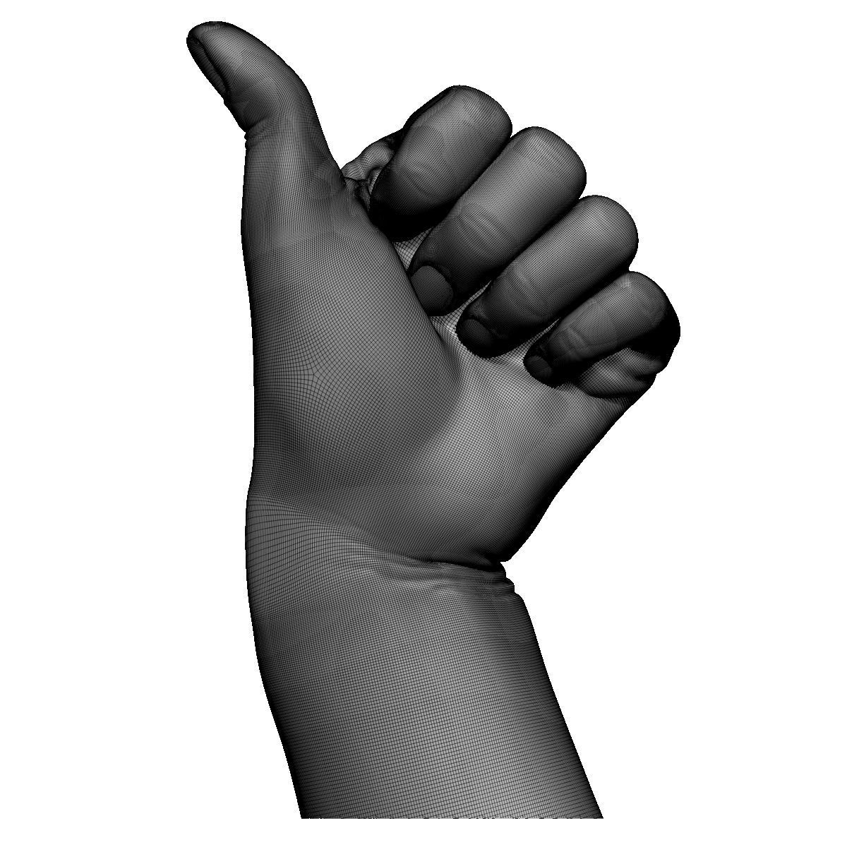 Thumb up hand sign gesture male bended 3D print model_6