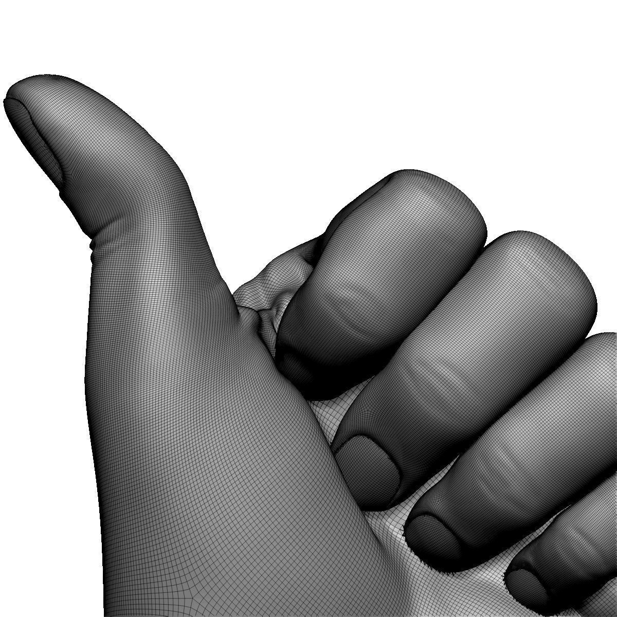 Thumb up hand sign gesture male bended 3D print model_8
