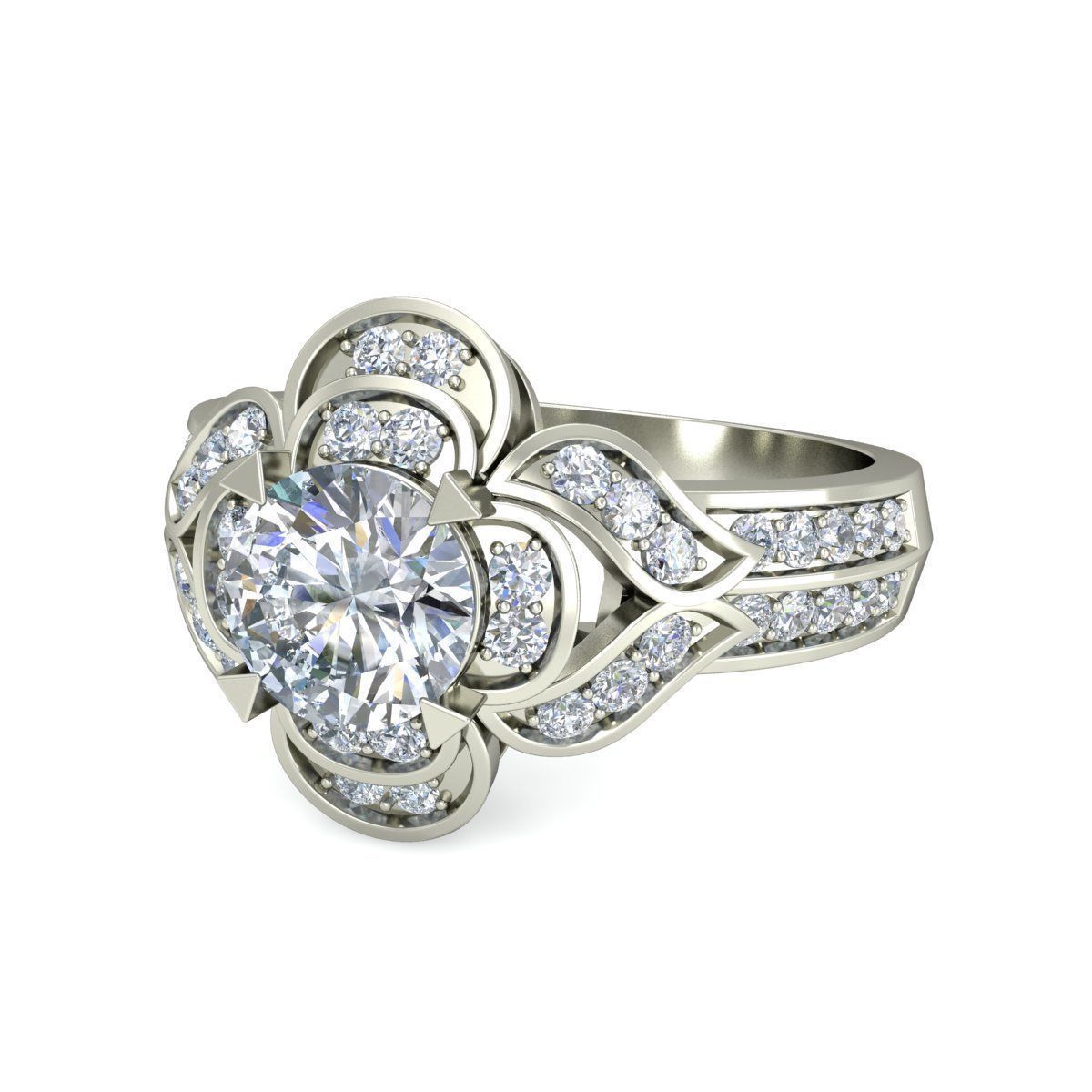 Women solitaire ring 3dm stl render detail 3D print model 3D print model_4