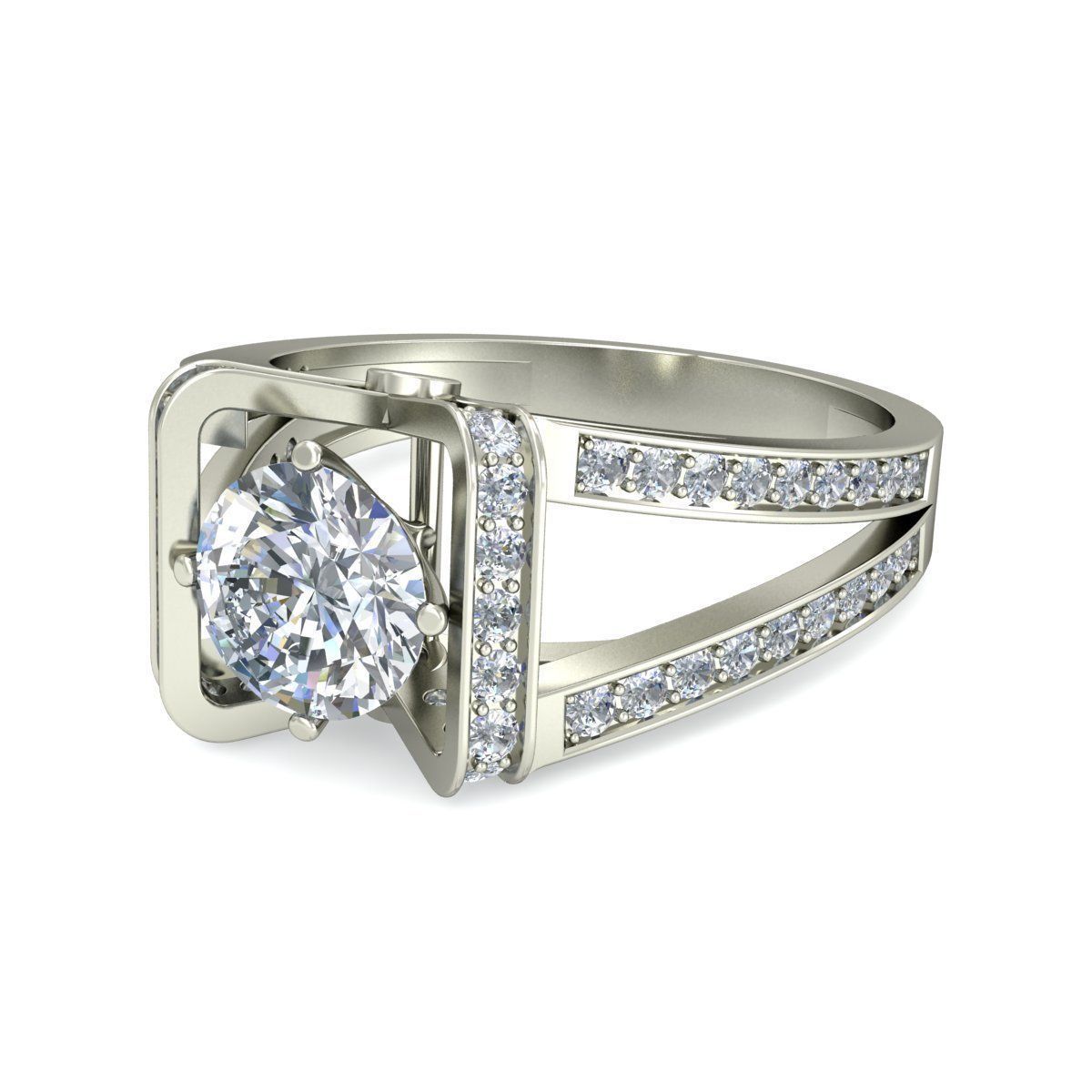 Women solitaire ring 3dm stl render detail 3D print model 3D print model_4