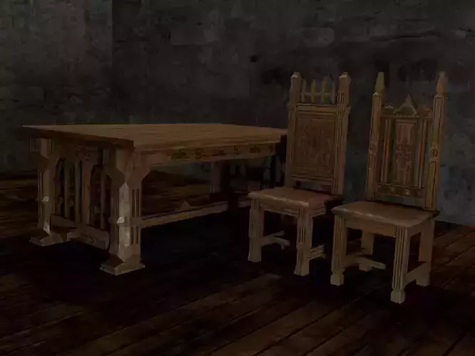 Gothic table and chairs 3D print model
