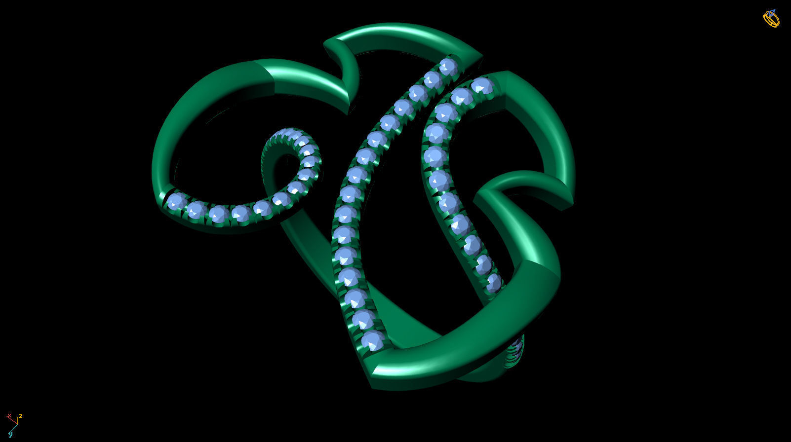 Butterfly ring R 0014 3D print model_12