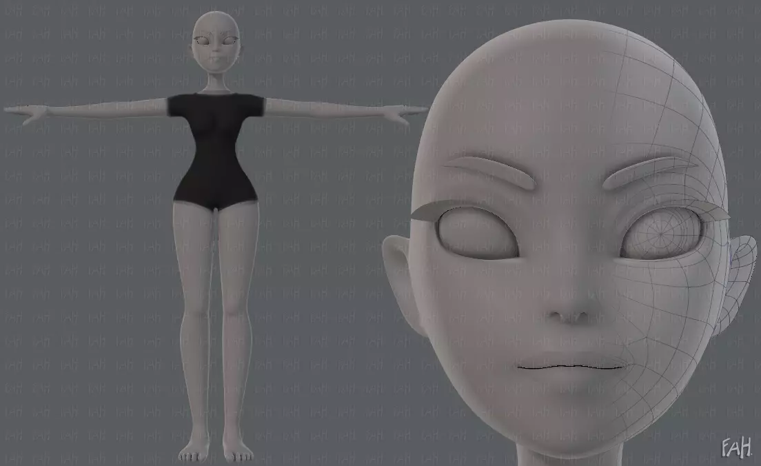 Base mesh woman 19 Low-poly 3D model