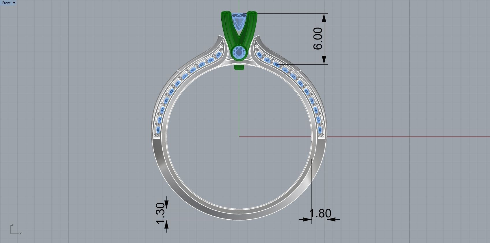 Engagment Ring With Diamonds 3D Print Model 3D print model_5