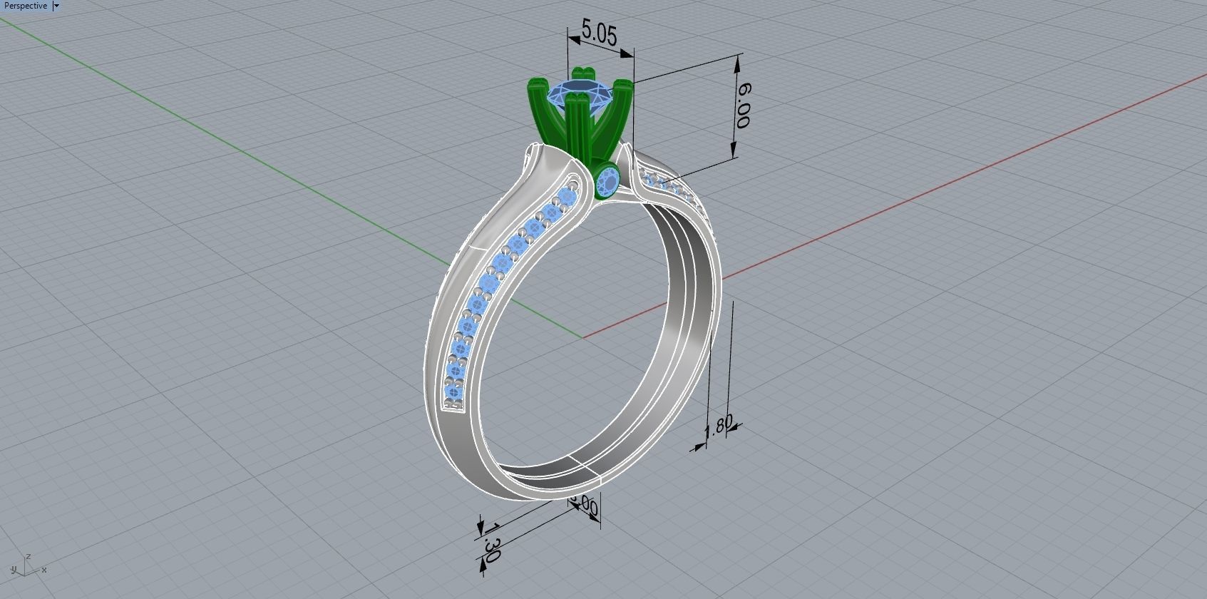 Engagment Ring With Diamonds 3D Print Model 3D print model_7