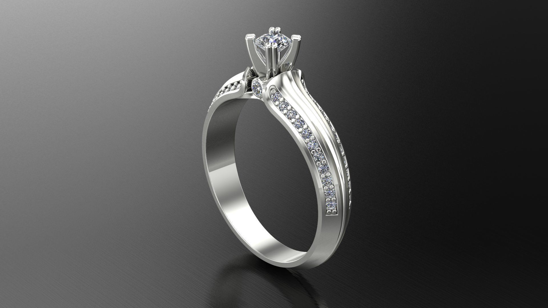 Engagment Ring With Diamonds 3D Print Model 3D print model_1