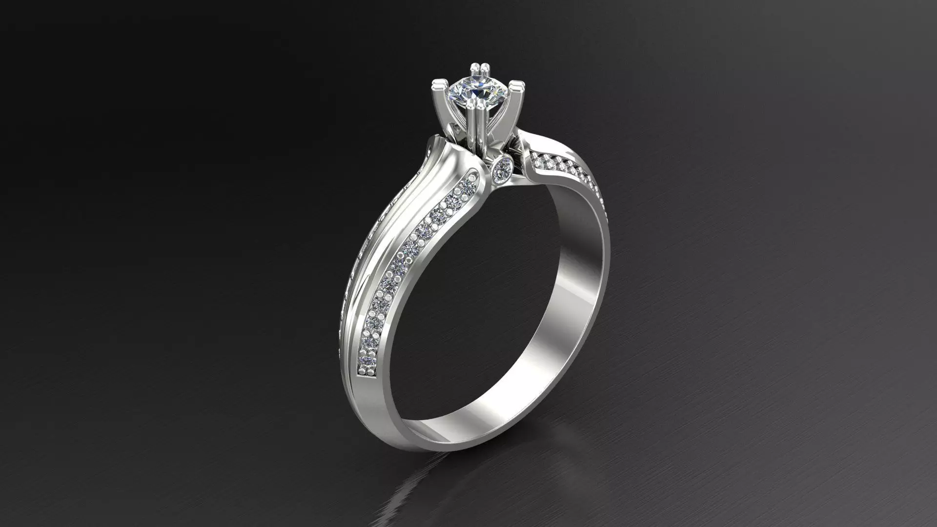 Engagment Ring With Diamonds 3D Print Model 3D print model_0