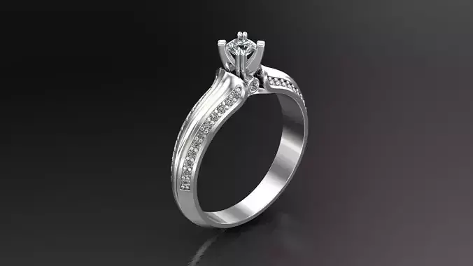 Engagment Ring With Diamonds 3D Print Model