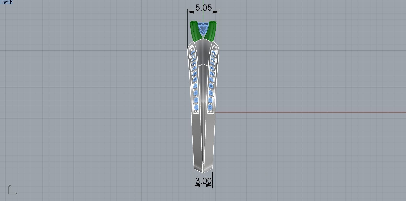Engagment Ring With Diamonds 3D Print Model 3D print model_6