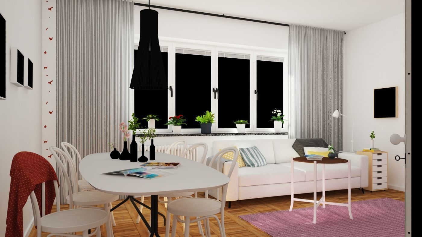  Bright living room Free 3D model_1