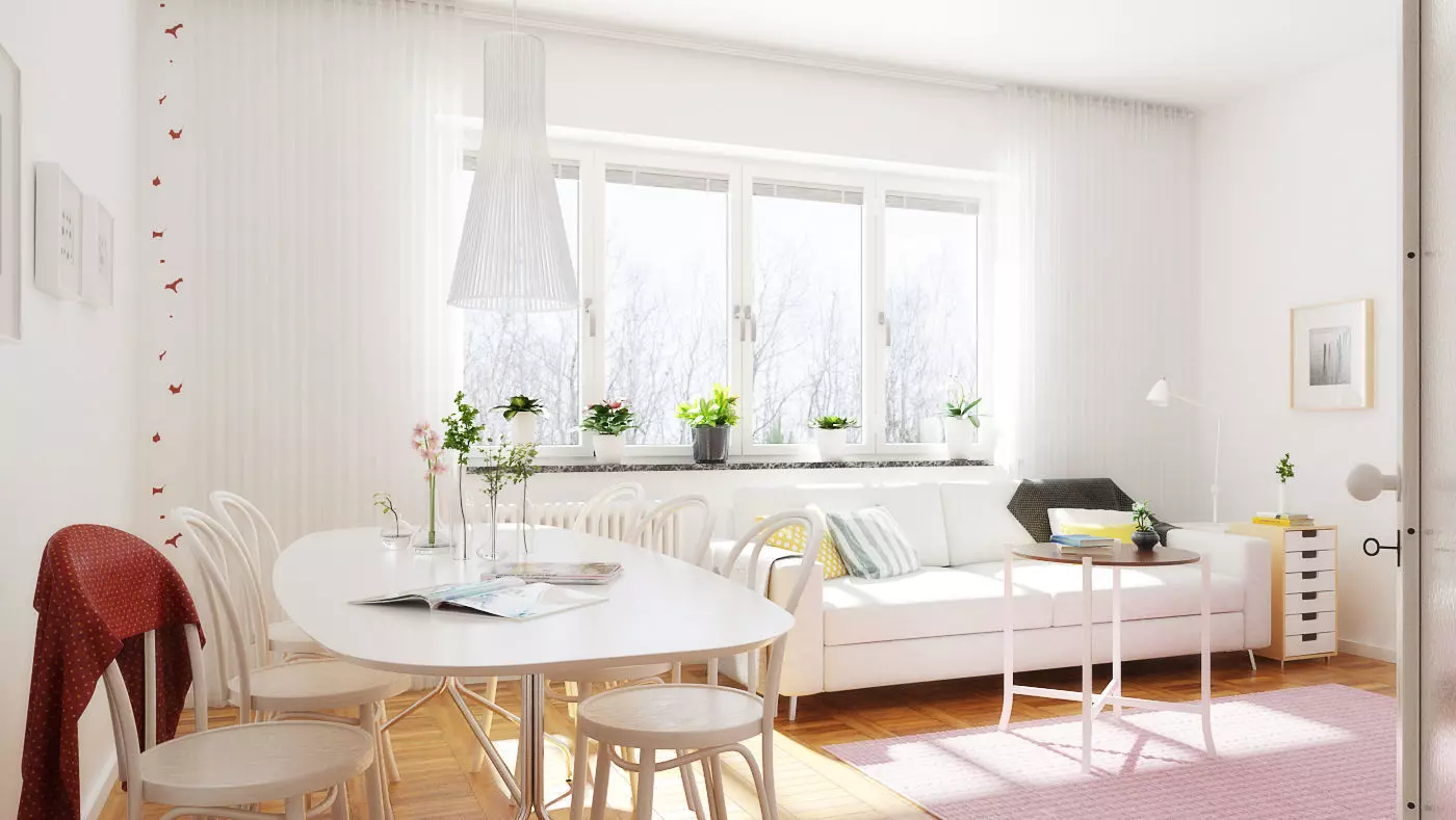  Bright living room Free 3D model_0