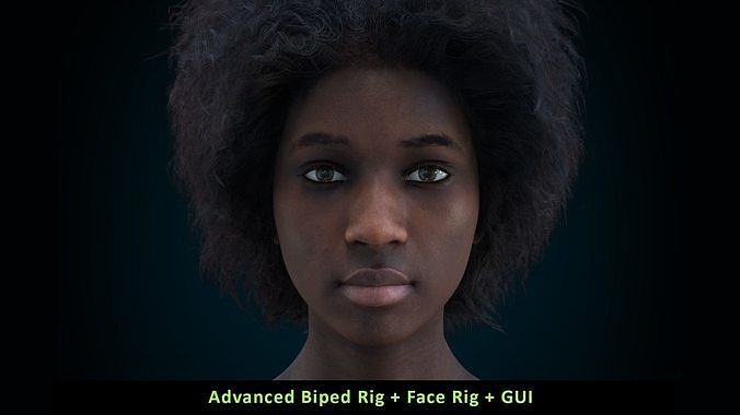 Cinematic Female 002 - Advanced Body Rig - Face Rig - GUI Low-poly 3D model