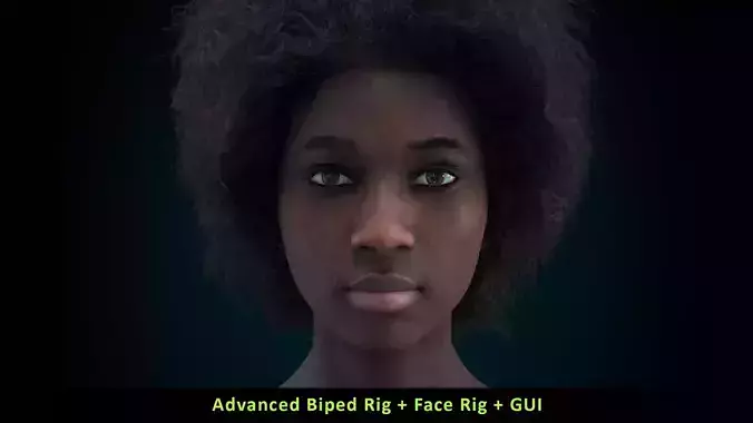 Cinematic Female 002 - Advanced Body Rig - Face Rig - GUI Low-poly 3D model