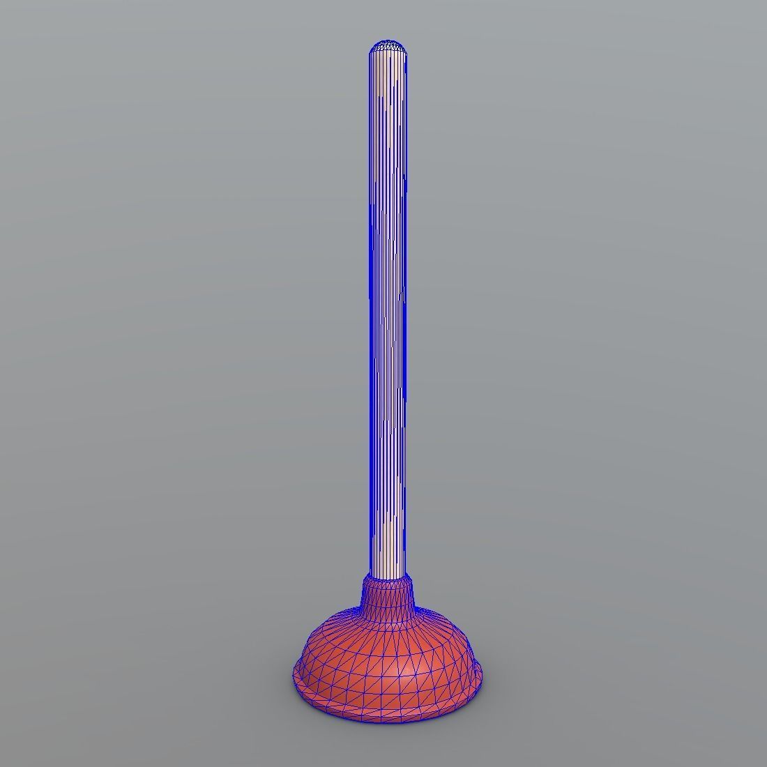 Plunger toilet brush with handle Low-poly 3D model_1