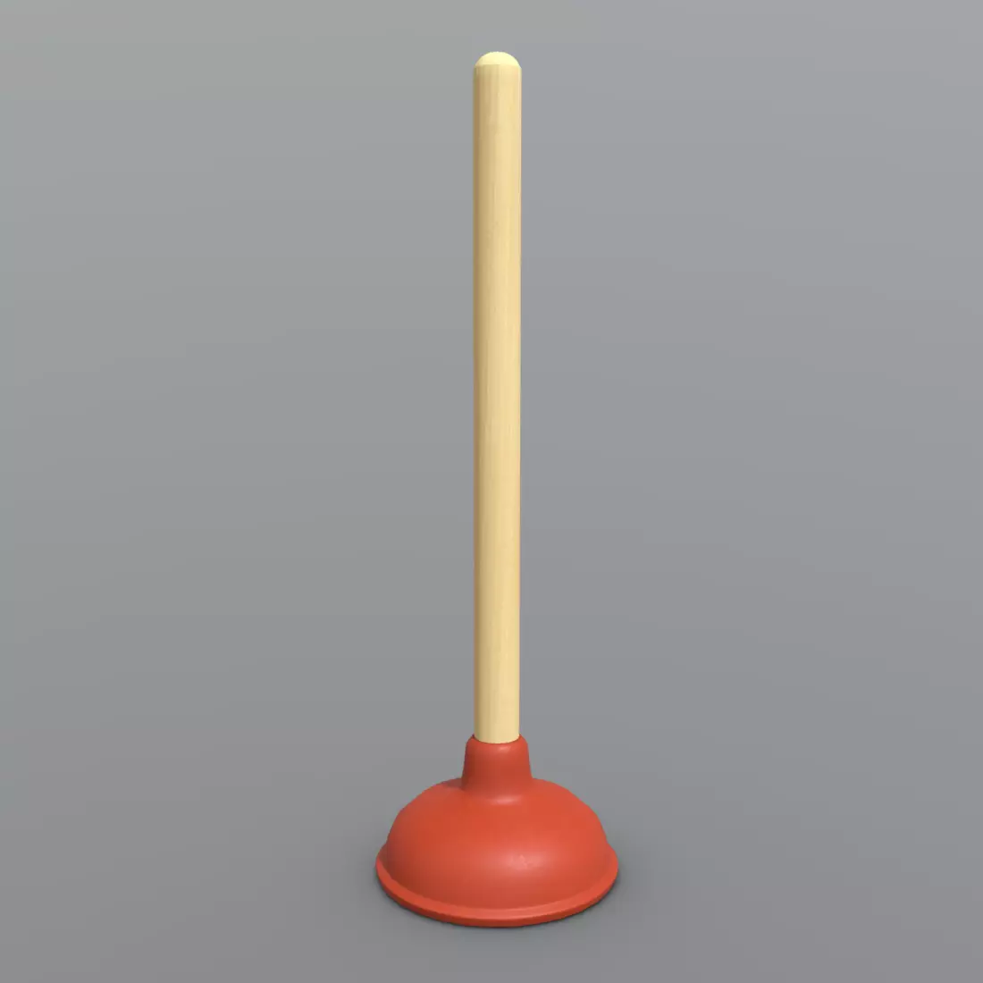 Plunger toilet brush with handle Low-poly 3D model_0
