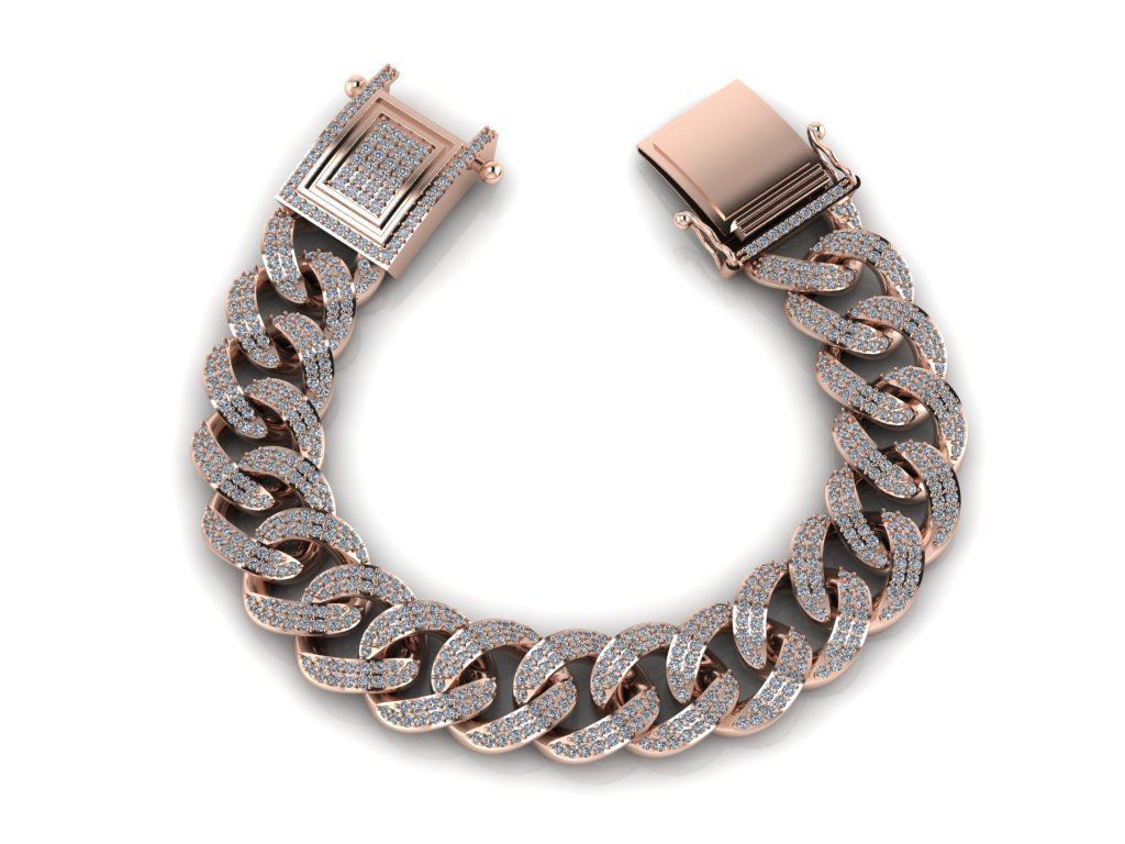 Chain Bracelets 01 With Diamond Stone 3D print model_2