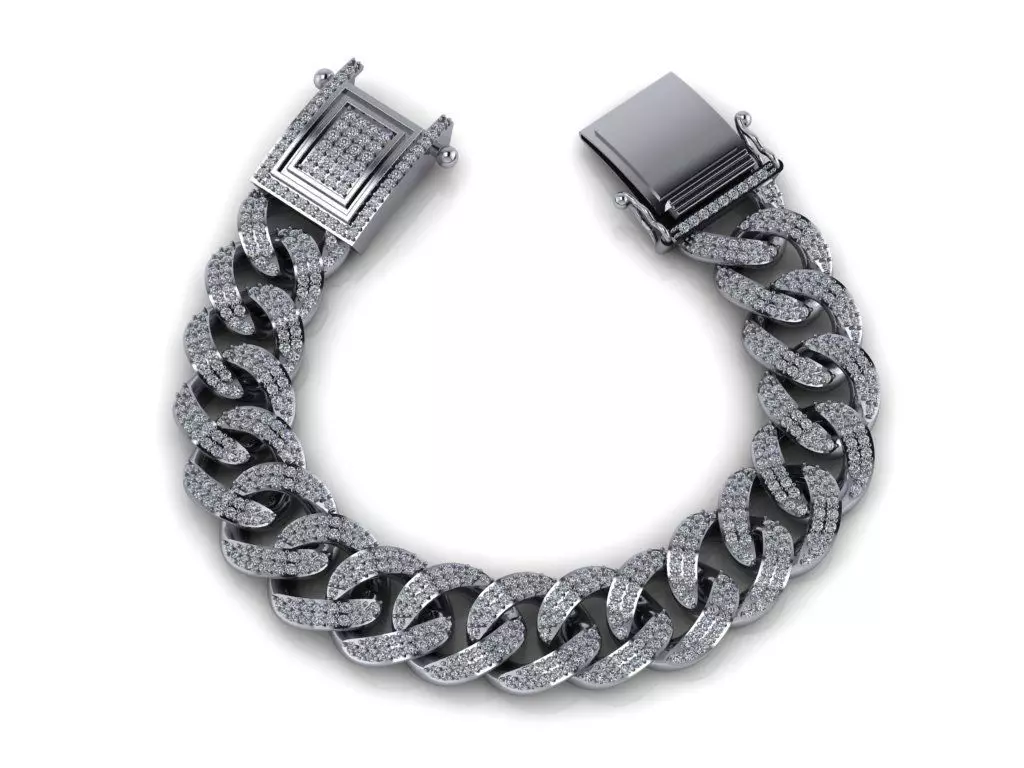 Chain Bracelets 01 With Diamond Stone 3D print model_0
