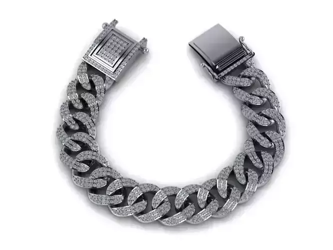 Chain Bracelets 01 With Diamond Stone 3D print model