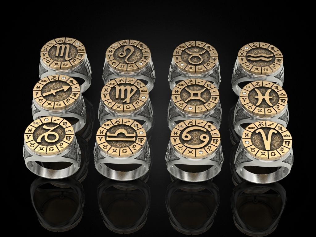 12 Zodiac Ring 3D print model_2
