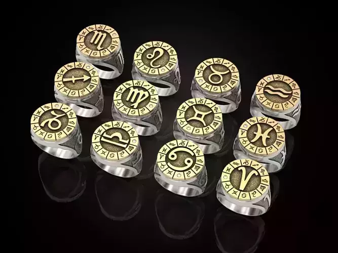 12 Zodiac Ring 3D print model